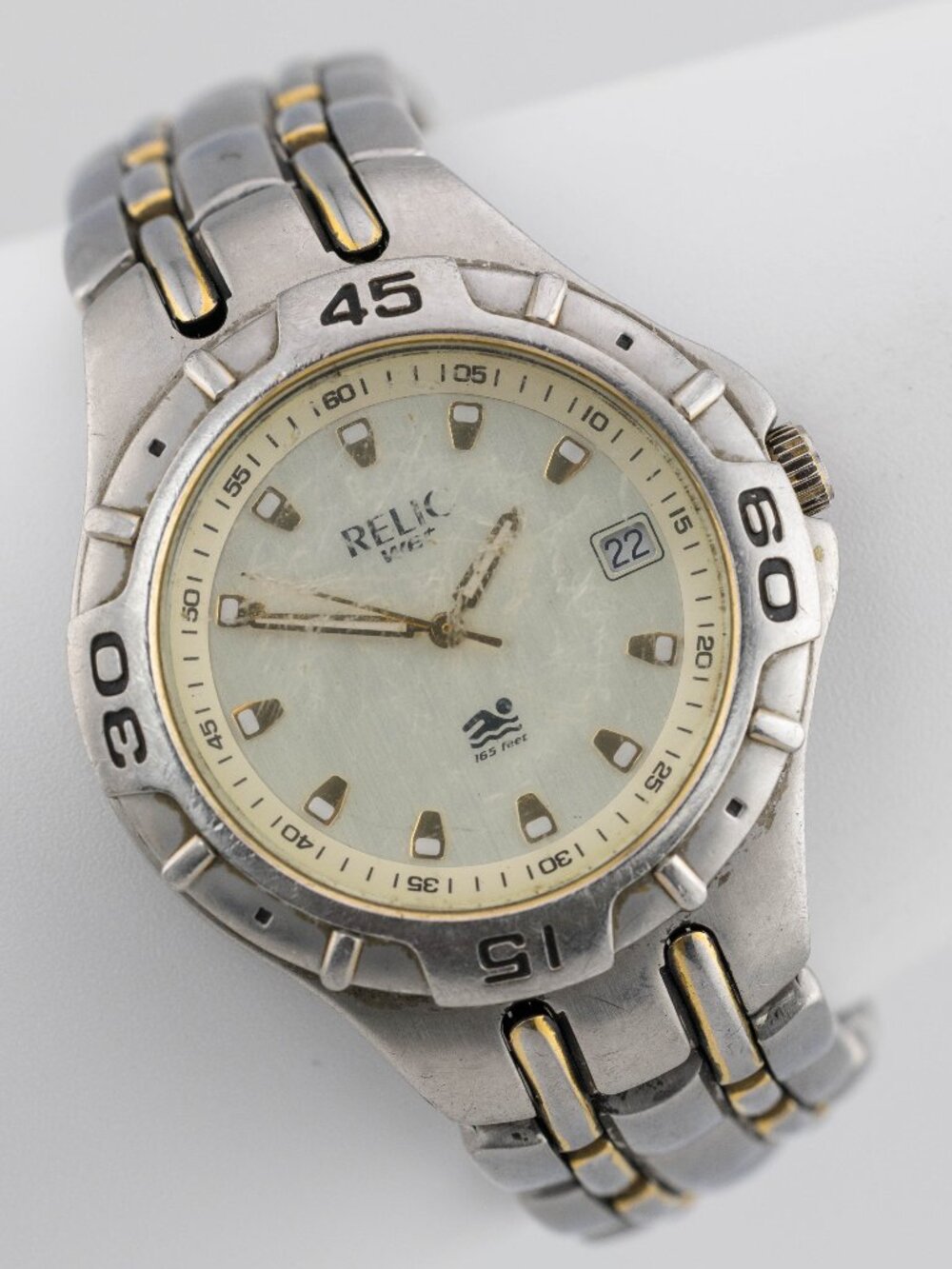 Relic ZR11658 Two-Tone Quartz Analog Men's Watch New Battery